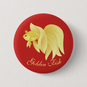 Chapa Redonda De 5 Cm Princesa de oro de los pescados