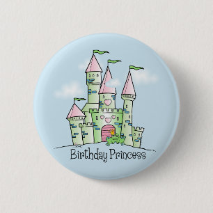 Chapa Redonda De 5 Cm Princesa del cumpleaños del castillo