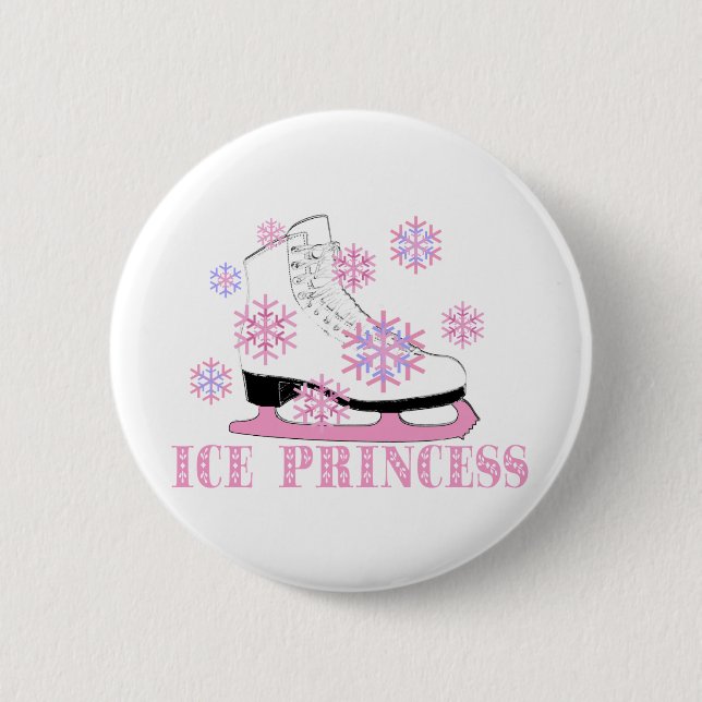Chapa Redonda De 5 Cm Princesa del Hielo Patinaje (Anverso)