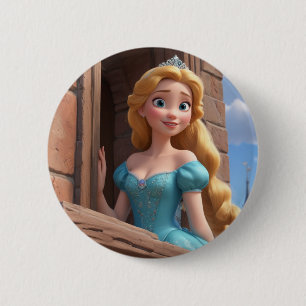Chapa Redonda De 5 Cm Princesa en el castillo