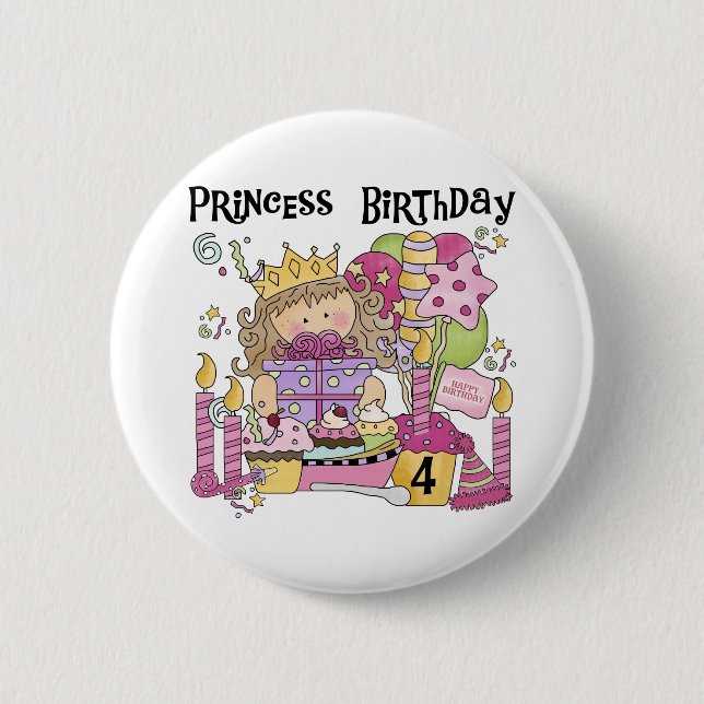 Chapa Redonda De 5 Cm Princesa fiesta 4º camisas de cumpleaños y regalos (Anverso)