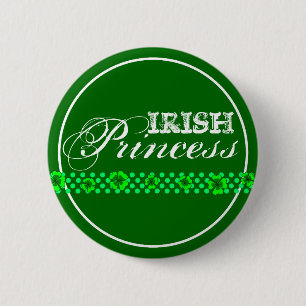 Chapa Redonda De 5 Cm Princesa irlandesa Green Shamrocks