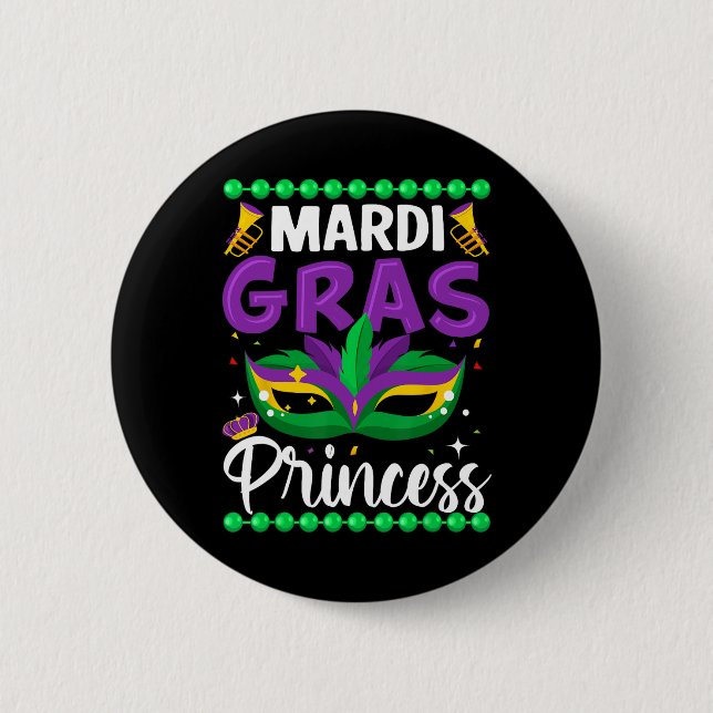 Chapa Redonda De 5 Cm Princesa Mardi Gras (Anverso)