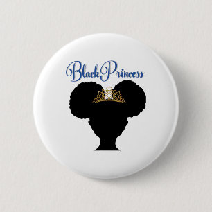 Chapa Redonda De 5 Cm Princesa Negra (Cabello Natural En Moños Afro) - B