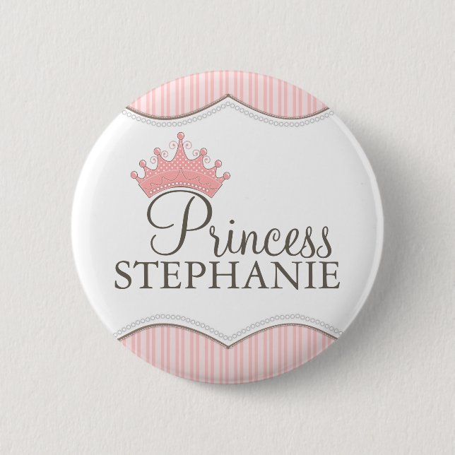 Chapa Redonda De 5 Cm Princesa Party Personalized Crown Button (Anverso)
