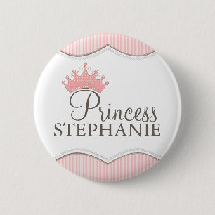 Chapa Redonda De 5 Cm Princesa Party Personalized Crown Button