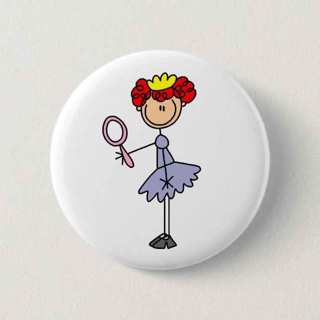 Chapa Redonda De 5 Cm Princesa pelirroja (Anverso)