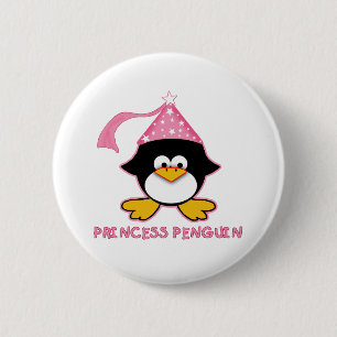 Chapa Redonda De 5 Cm Princesa rosada Penguin