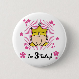 Chapa Redonda De 5 Cm Princesa Rubia 3 camisetas de cumpleaños y regalos