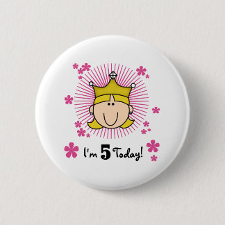 Chapa Redonda De 5 Cm Princesa rubia 5to cumpleaños