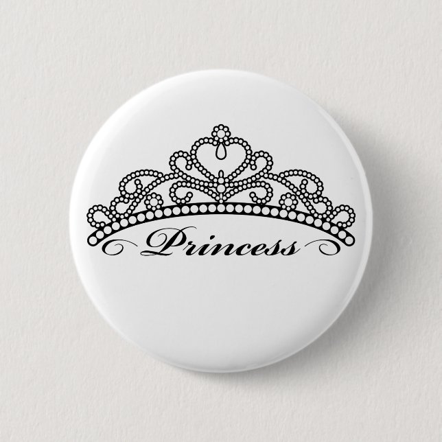 Chapa Redonda De 5 Cm Princesa Tiara Button (Anverso)