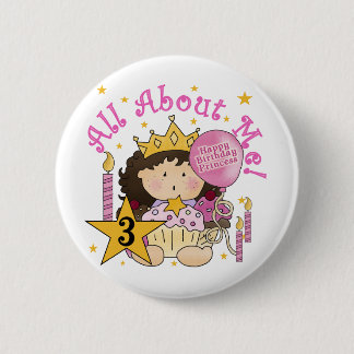 Chapa Redonda De 5 Cm Princesa todo sobre mí camisetas de cumpleaños 3