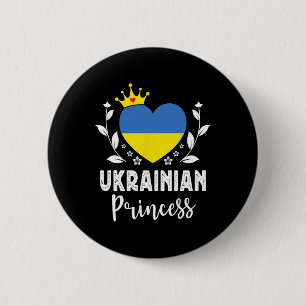 Chapa Redonda De 5 Cm Princesa ucraniana Bandera de Ucrania Orgullosa Gi