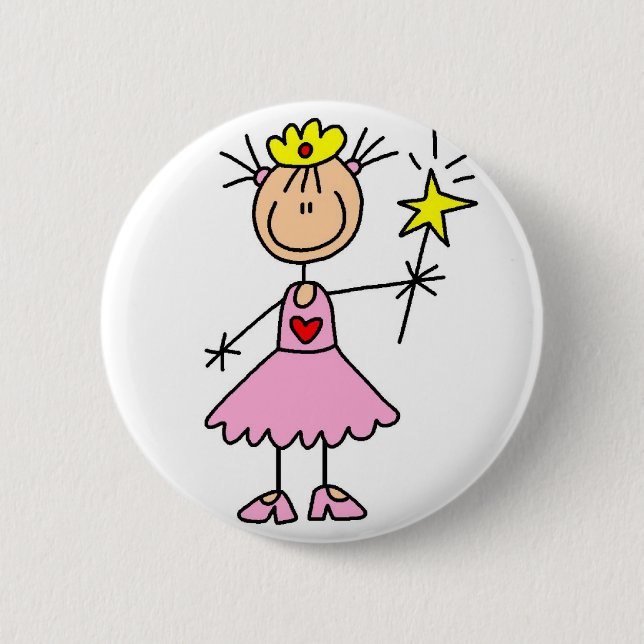 Chapa Redonda De 5 Cm Princesa With Wand Button (Anverso)