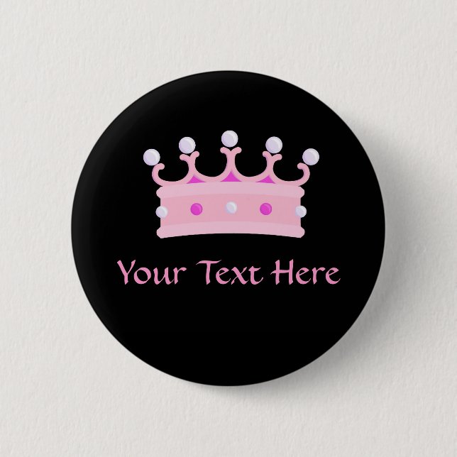Chapa Redonda De 5 Cm PrincessPartyCrown (Anverso)