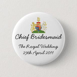 Chapa Redonda De 5 Cm Principal dama de honor - insignia real del boda