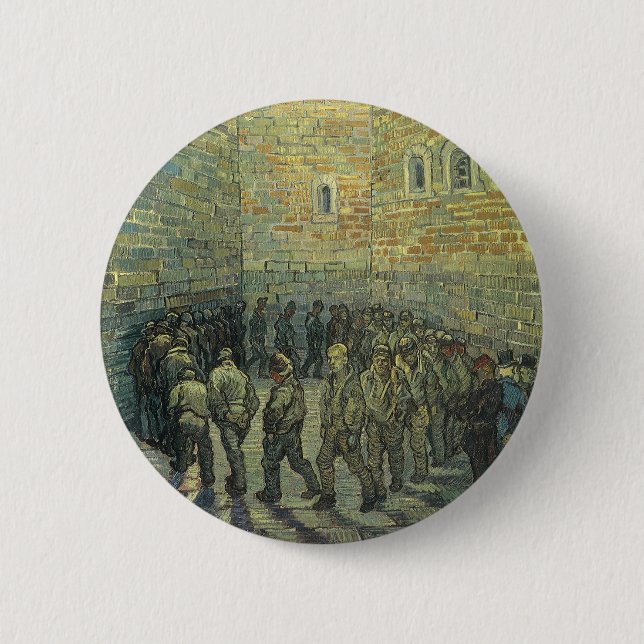 Chapa Redonda De 5 Cm Prisioneros ejerciendo por Vincent van Gogh (Anverso)