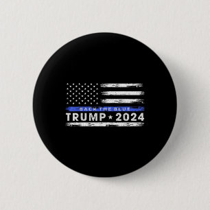 Chapa Redonda De 5 Cm Pro Trump 2024 En La Línea Azul Delgada