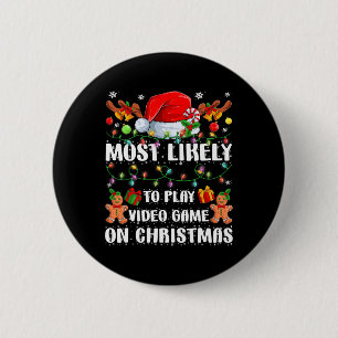 Chapa Redonda De 5 Cm Probablemente Juegue Videojuego En Navidades Xmas 