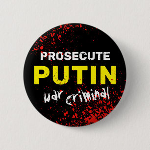 Chapa Redonda De 5 Cm Procesar al criminal de guerra Putin, Ucrania cont