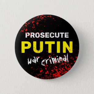 Chapa Redonda De 5 Cm Procesar al criminal de guerra Putin, Ucrania cont
