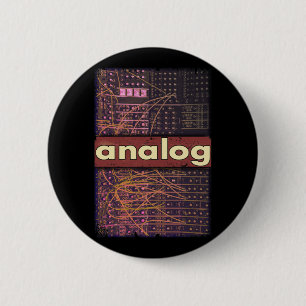 Chapa Redonda De 5 Cm Productor de sintetizador retro modular analógico