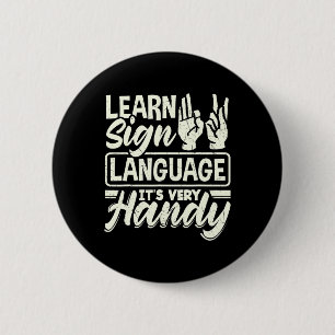 Chapa Redonda De 5 Cm Profesor alfabeto Asl Lengua de señas americana es
