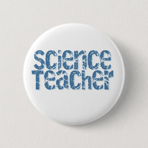 Chapa Redonda De 5 Cm Profesor de ciencias apenado azul del texto