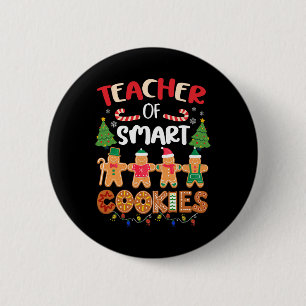 Chapa Redonda De 5 Cm Profesor de Navidad de Galletas Inteligentes Funny