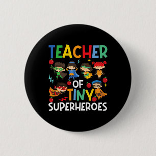 Chapa Redonda De 5 Cm Profesor De Pequeños Superhéroes Divertido Enseñar