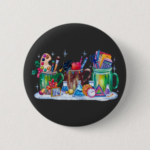 Chapa Redonda De 5 Cm Profesor Navidad Taza Alegre Profesor