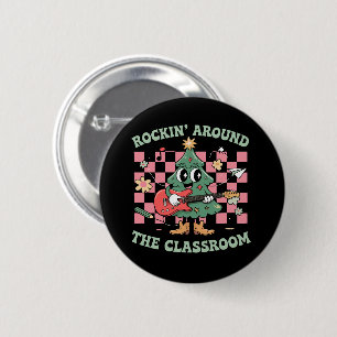 Chapa Redonda De 5 Cm Profesor Navidades Rockeando Alrededor De La Clase