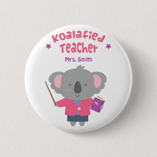 Chapa Redonda De 5 Cm Profesor Oso Koala Divertido y Lindo con Juegos de