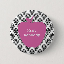 Chapa Redonda De 5 Cm Profesor rosado del damasco de Apple