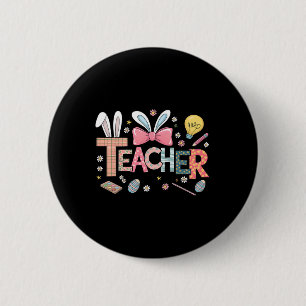 Chapa Redonda De 5 Cm Profesora Bunny Easter Funny Tee De Pascua Para Pr