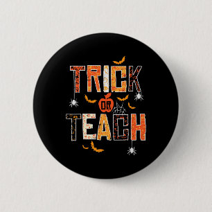 Chapa Redonda De 5 Cm Profesoras De Halloween Trick O Teach Retro Hallow