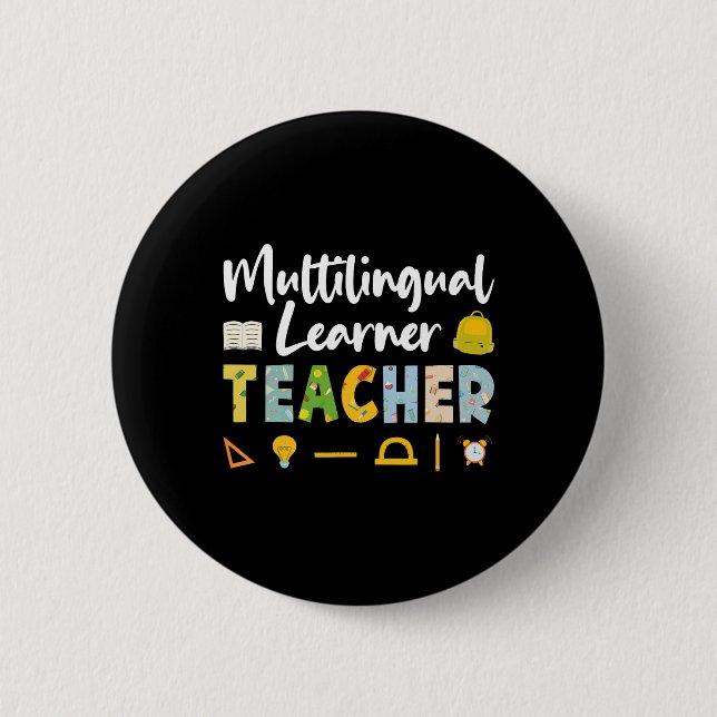 Chapa Redonda De 5 Cm Profesores de estudiantes multilingües - Educador  (Anverso)