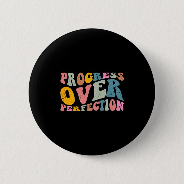 Chapa Redonda De 5 Cm Progress Over Perfection Motivational Teacher Long (Anverso)