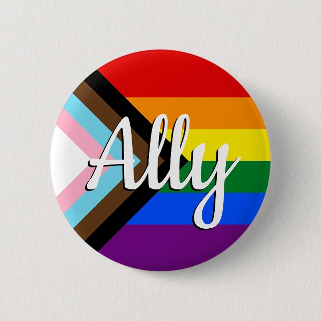 Chapa Redonda De 5 Cm Progress Pride Flag Ally Button (Anverso)