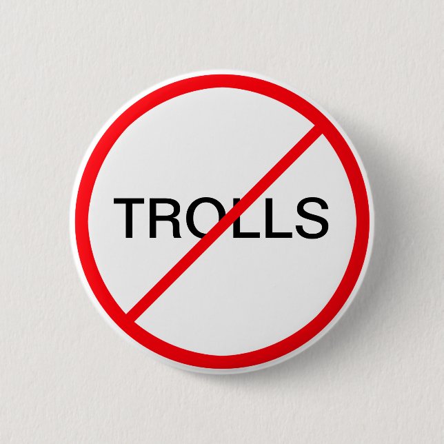 Chapa Redonda De 5 Cm Prohibir trolls (Anverso)