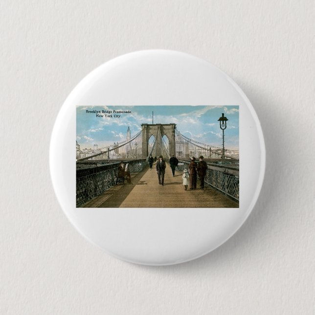 Chapa Redonda De 5 Cm "promenade" del puente de Brooklyn, New York City (Anverso)