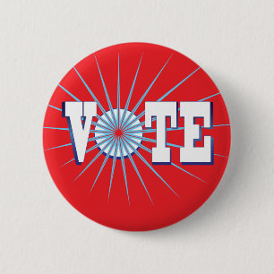 Chapa Redonda De 5 Cm Promociona el voto con este VOTA Rojo