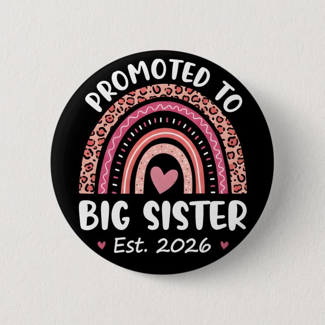 Chapa Redonda De 5 Cm Promoted to Big Sister 2026 Cute Pregnancy (Anverso)