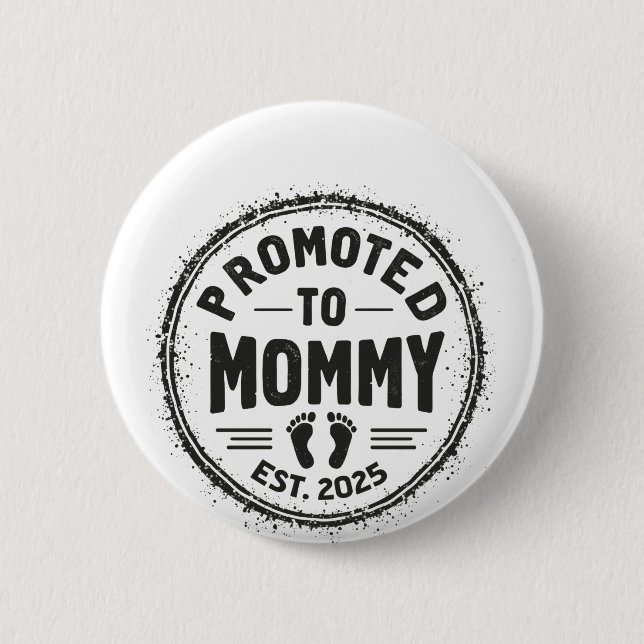 Chapa Redonda De 5 Cm Promovido a mamá Este. invitación del embarazo (Anverso)