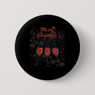 Chapa Redonda De 5 Cm Prosecco Champagne Gracioso Gafas de Feliz Navidad