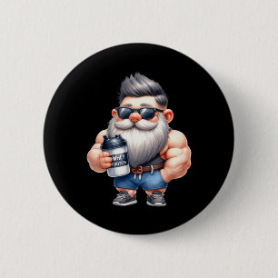 Chapa Redonda De 5 Cm Proteína de suero Gnome Dad Funny Bodybuilder Gráf