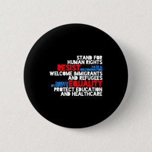 Chapa Redonda De 5 Cm Protesta anti trump derechos humanos resisten Anti