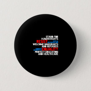 Chapa Redonda De 5 Cm Protesta Anti Trump Derechos Humanos Resistir