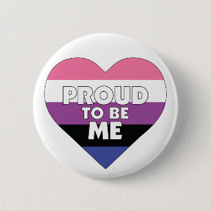Chapa Redonda De 5 Cm Proud to Be Me genderfluid pride flag heart
