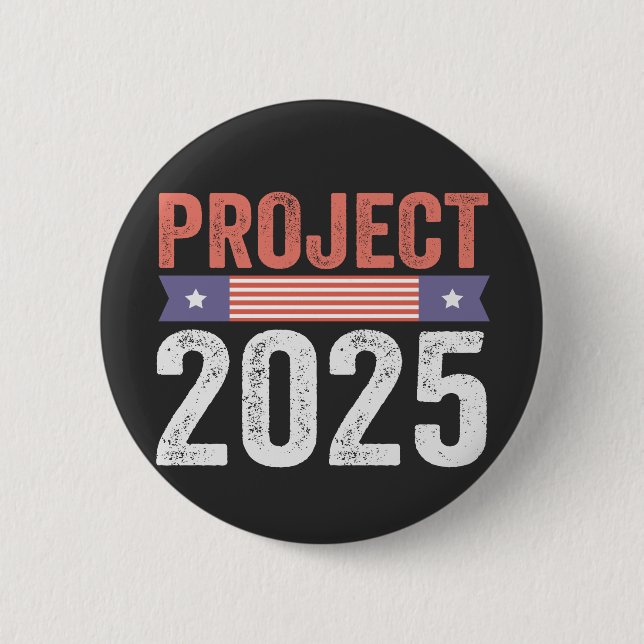 Chapa Redonda De 5 Cm Proyecto 2025 Camiseta Patrótica Trump (Anverso)
